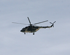 Chinese military helicopter flying over Tagong Monastery on March 22nd